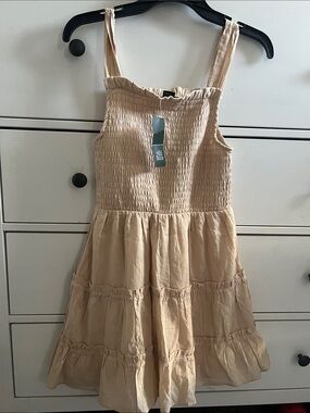 wild fable Beige Tiered Smocked Sundress